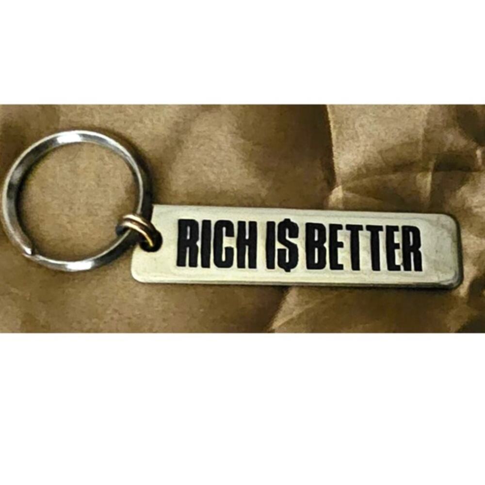 Vintage 80s The Brassworks San Francisco Brass Keychain Rich Is Better